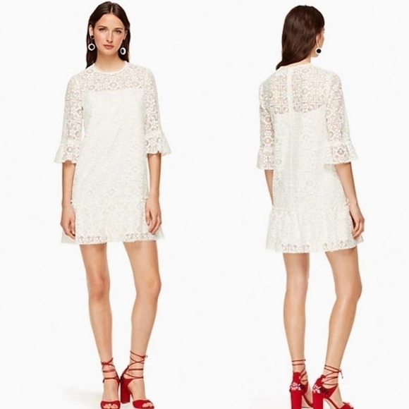 Kate Spade white lace flouce shift dress, size 10, nwot - Picture 1 of 8